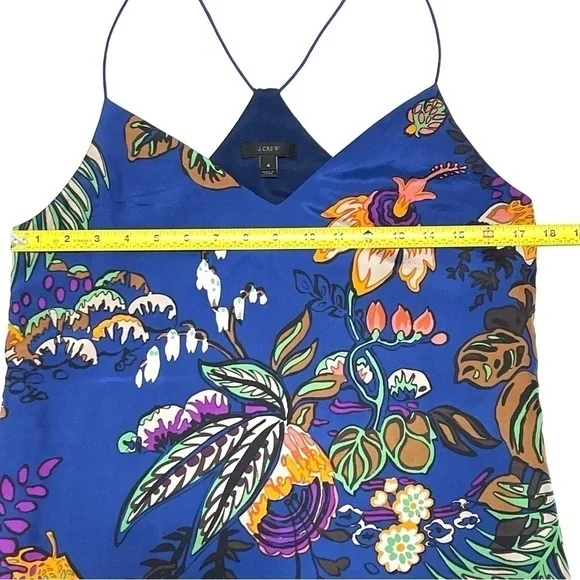J. Crew Woman 100% SILK Classic Floral Sleeveless Holter Top Size 4 - Picture 9 of 11